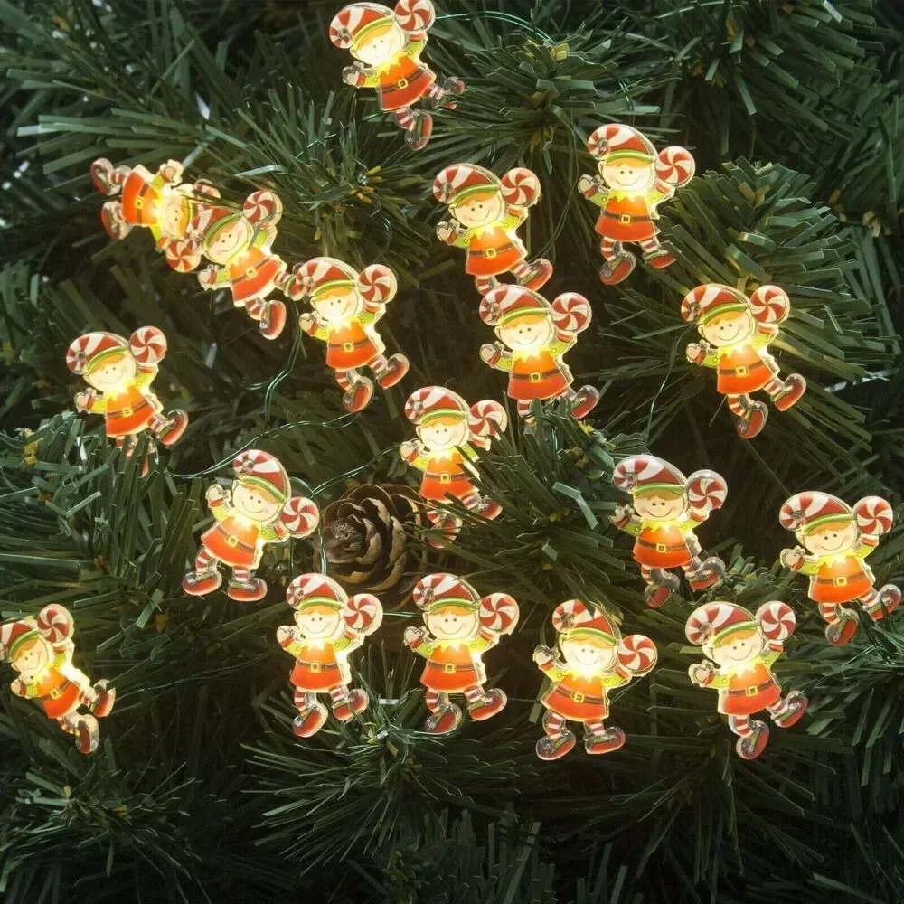 Holiday Time Elf String Lights 3-Function 18 LED Christmas Battery Power NEW